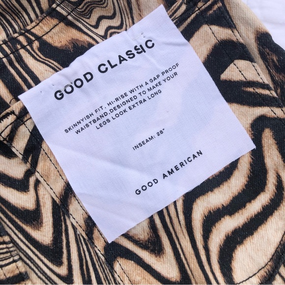 Good American Good Classic Natural Swirl Skinnyish Fit Hi-rise Jeans Size 00/24 - Picture 8 of 11